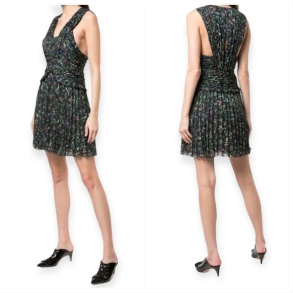 Derek Lam 10 Crosby Black Ruched Pleated Silk Mini Dress, Size 0 - Picture 2 of 15